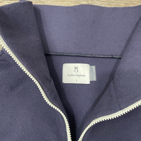Dudley Stephens Dunning Pullover Navy Blue Terry Fleece Sz S - Picture 3 of 9